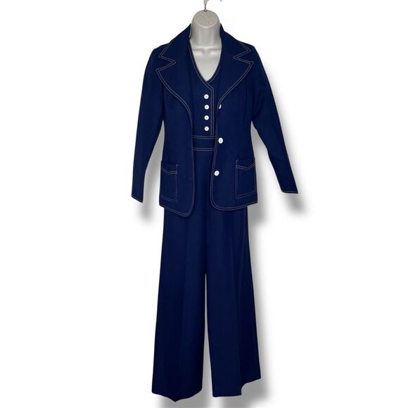Vintage 70s Jerell of Texas Blue Sleeveless Jumpsuit Jacket Women Size 7 Western - Picture 4 of 16